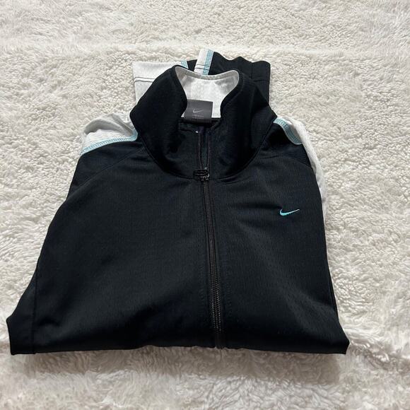 Nike Jackets & Blazers - VTG Nike Womens Black/ White Zip Up Long Sleeve Jacket Sz L Workout Athleisure